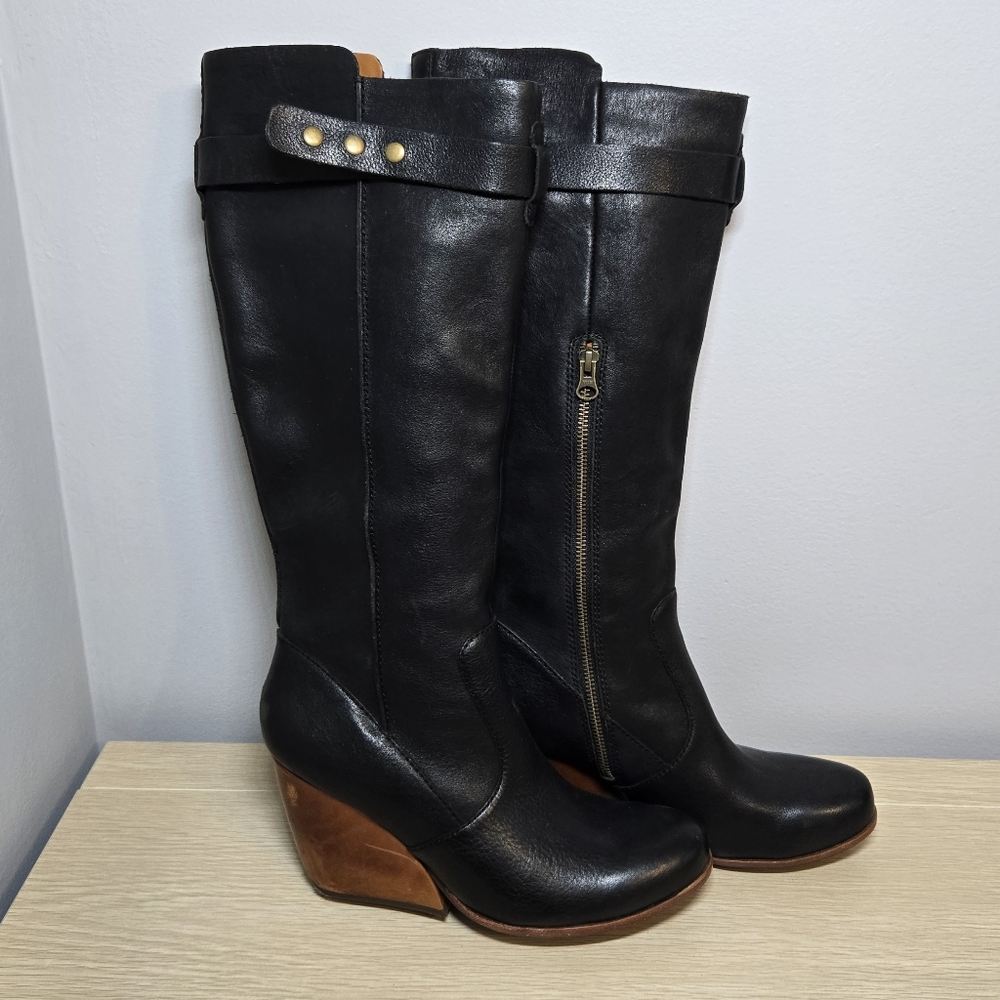 Kors-Ease Black Leather Knee-High Boots